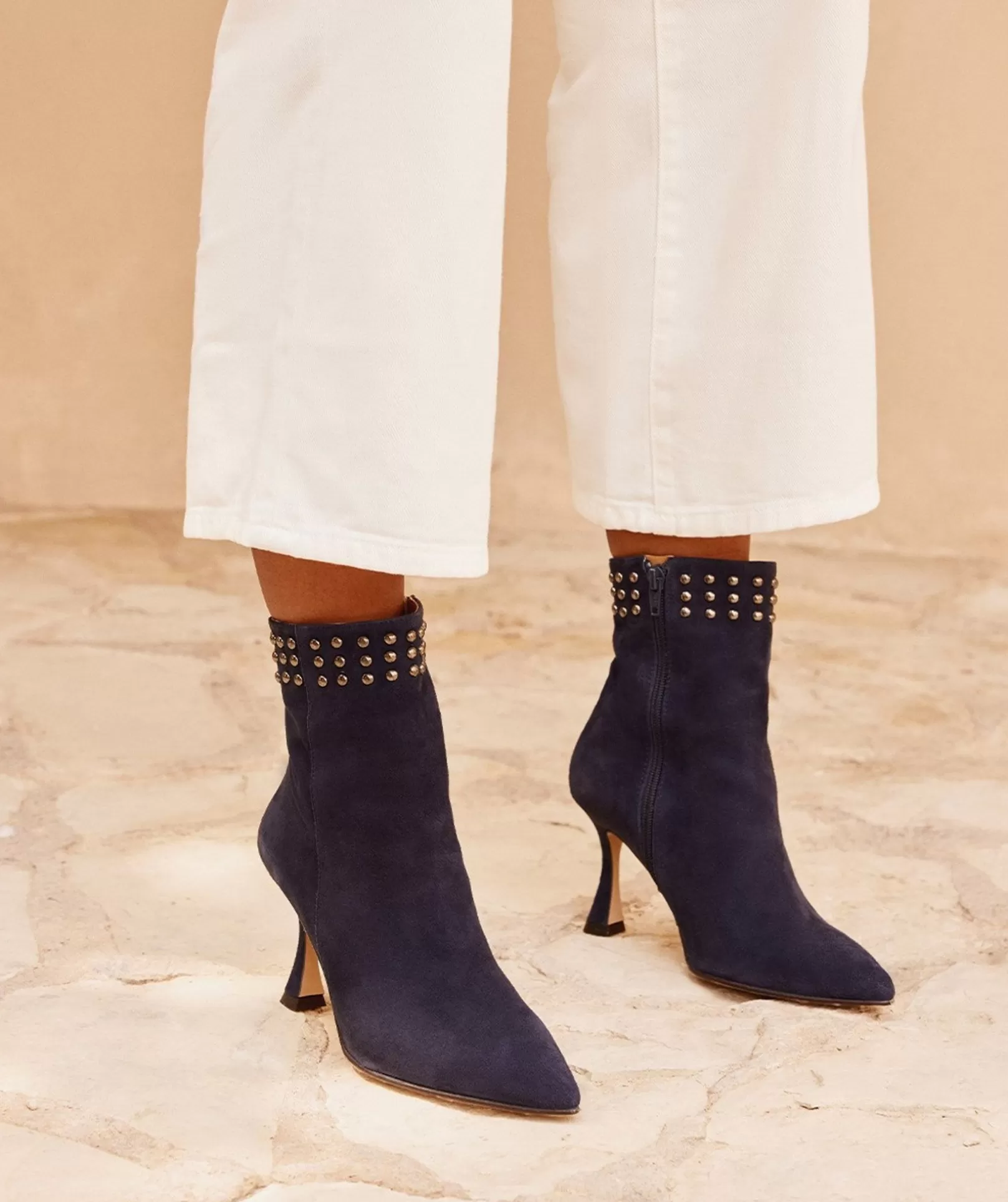 Pedro Miralles Ankle Boots Aus Marineblauem Wildleder Mit Absatzen Amalfi Navy | Schuhe Stiefeletten