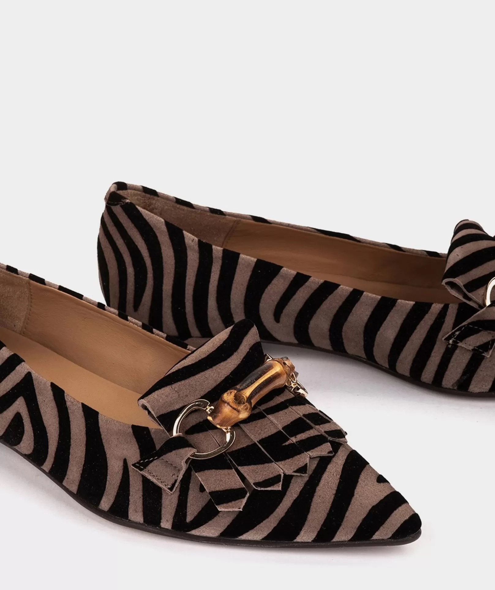 Pedro Miralles Ballerinas Aus Leder Mit Tiermotiv Zebra Acero | Schuhe Flache Schuhe