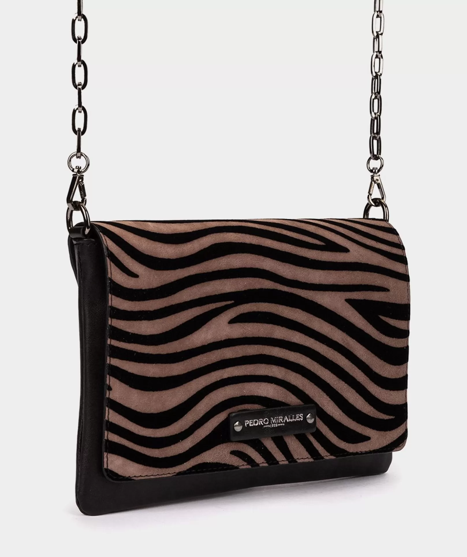 Pedro Miralles Partytasche Aus Wildleder Mit Kette Zebra Acero | Accessoires Partytaschen